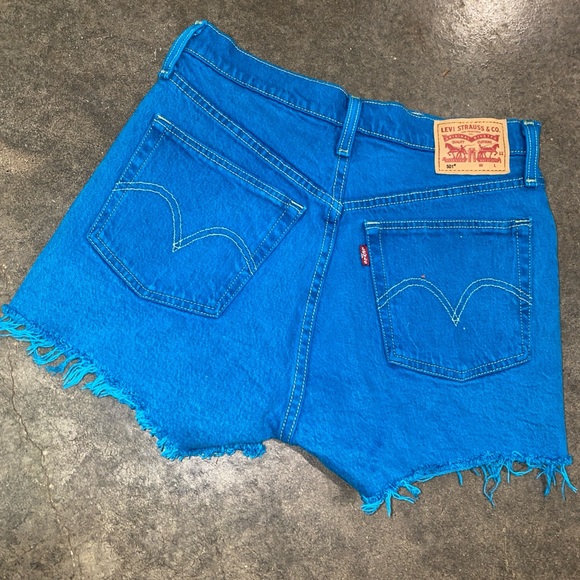 Levi's Levi’s 501 high rise turquoise cutoff Jean shorts - Picture 2 of 4